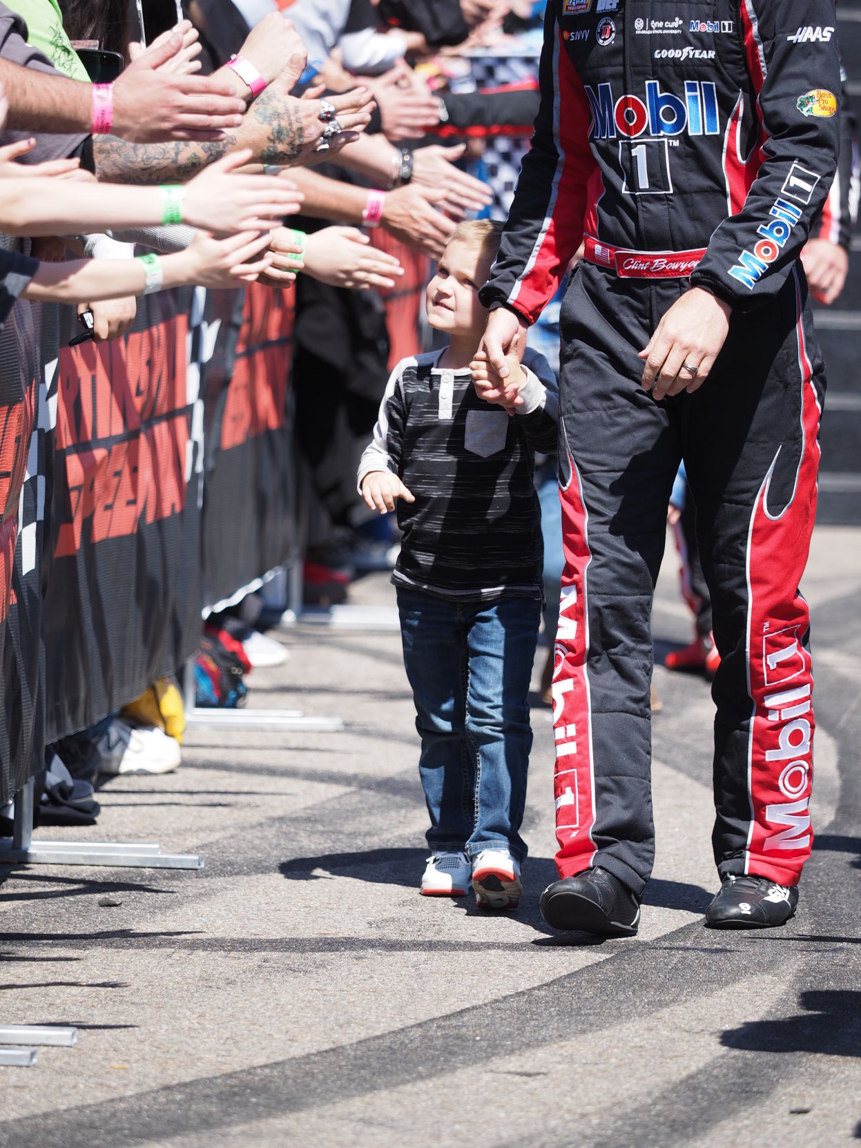 STP 500 Clint Bowyer and son.JPG